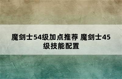 魔剑士54级加点推荐 魔剑士45级技能配置